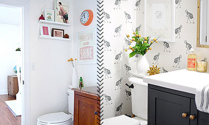 Cải tạo phòng vệ sinh đẹp lung linh bằng giấy dán tường