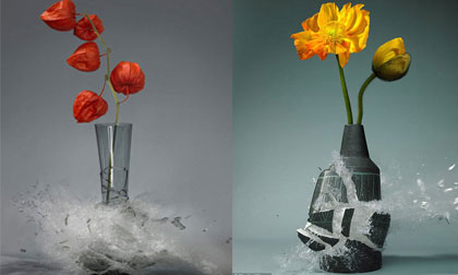 Chiêm ngưỡng khoảnh khắc tan vỡ tuyệt đẹp của những bình hoa