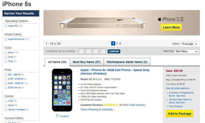iPhone 5S hạ giá mạnh còn 99 USD tại Mỹ