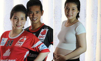 Vợ tiền vệ thấp nhất Vleague khoe bụng bầu gợi cảm