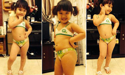 Con gái MC Thành trung diện bikini tạo dáng chuyên nghiệp như mẫu nhí
