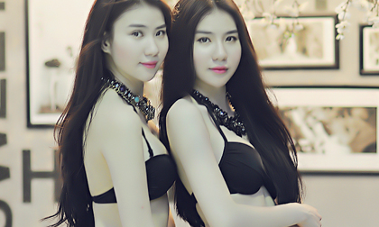 "Hút mắt" bởi đường cong tuyệt mỹ của cặp song sinh Thư Huyền - Huyền Thư