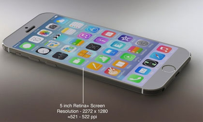 Ý tưởng iPhone 6 chạy iOS 8 với màn hình 5 inch