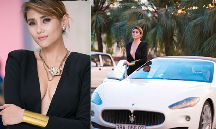 Siêu mẫu Hoàng Yến mặc hở được đưa đón bằng siêu xe