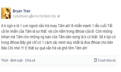 Thế Bảo: 'Em quá xảo trá và ghê tởm Tâm à'