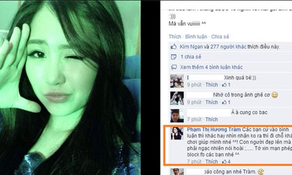 Hương Tràm gây sốc với lời cãi nhau tay đôi trên facebook