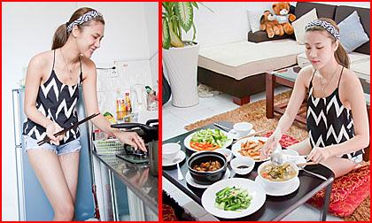 “Đột nhập” căn hộ nhỏ xinh, ngắm siêu mẫu Kim Dung đẹp cả khi vào bếp