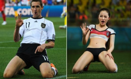 Khi người đẹp tạo dáng giống cầu thủ World Cup