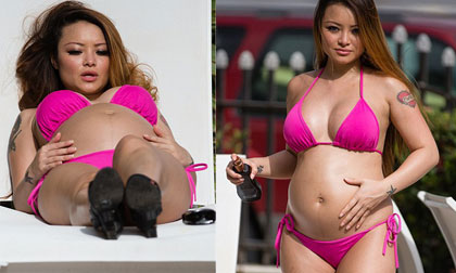 "Quả bom sex" gốc Việt Tila Tequila tự tin khoe bụng bầu với bikini