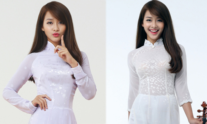 Khả Ngân cực xinh với áo dài Lencii 2014
