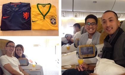 Vợ chồng Tăng Thanh Hà và em chồng khoe ảnh sang Brazil xem World Cup