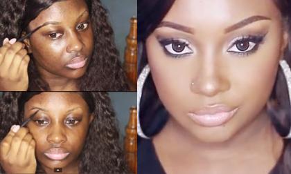 Cô gái da đen loang lổ "lột xác" ngưỡng mộ sau 10 phút trang điểm