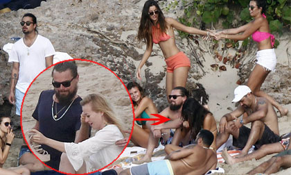 Tài tử 'Titanic' gây chú ý khi đi nghỉ cùng dàn mỹ nữ