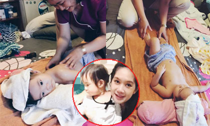 Con gái Lý Hải tập tành nằm massage cực yêu