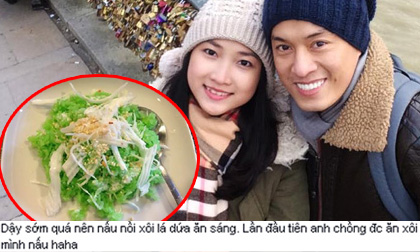 Vợ 9x Lam Trường trổ tài nấu nướng đảm đang 