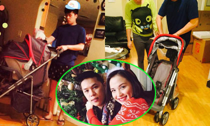 Chồng Diễm Hương 'cặm cụi' lắp xe đẩy cho con trai sắp sinh