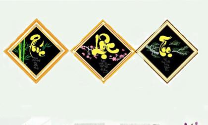 Tranh chữ thập thư pháp cho năm mới bình an