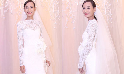 Cận trang phục cưới Đỗ Mạnh Cường thiết kế tặng Lê Thúy - Khải An