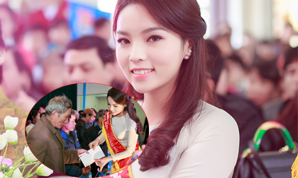 Hoa hậu Kỳ Duyên 'đội mưa rét' tặng quà Tết cho người nghèo