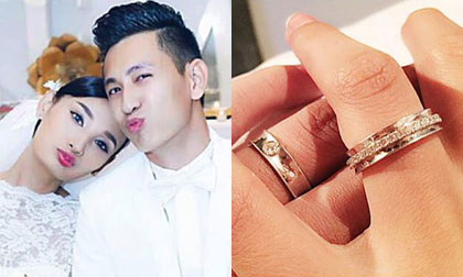 Cận cảnh nhẫn cưới đẹp giản dị của Lê Thúy và Khải An