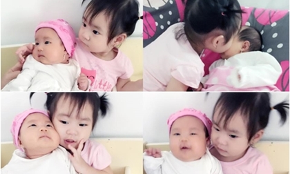 Con gái Lý Hải vừa trông em vừa làm điệu siêu đáng yêu