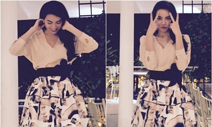 Hà Hồ mặc váy xòe tạo dáng siêu nhí nhảnh