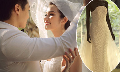 Hé lộ 4 bộ váy cưới đính pha lê Trúc Diễm mặc trong lễ cưới