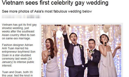 Đám cưới đồng tính của NTK Anh Tuấn được lên báo ngoại