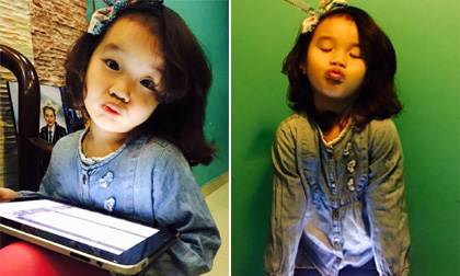 Con gái MC Thành Trung tạo dáng siêu dễ thương như mẫu nhí