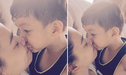 Fans ngẩn ngơ vì ảnh 'khóa môi' của Subeo và mẹ Hà Hồ