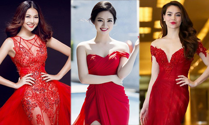 Đầu năm, sao Việt nô nức diện váy đỏ để lấy may