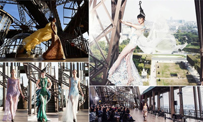 Jessica Minh Anh biến thuyền kính thành sàn diễn nổi trên sông Hubson nổi tiếng