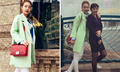 Minh Hằng xinh tươi và dịu hiền bên mẹ tại Hồng Kông