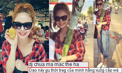 Minh Hằng gây tranh cãi về cách ăn mặc khi đi chùa