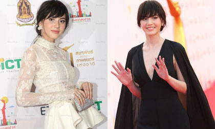 Mai Davika diện hai 'cây' hiệu màu đối lập trên thảm đỏ