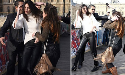 Em gái Kim hoảng hốt khi bị một fan cuồng ôm hôn