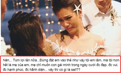 Phương Vy bức xúc vì áo cưới mẹ may bị chê rẻ tiền