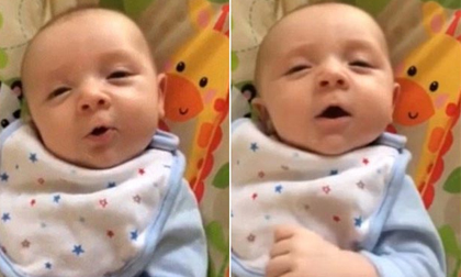 Em bé 7 tuần tuổi biết nói “Hello”
