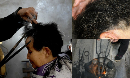 Cắt tóc độc đáo bằng kẹp nung nóng 