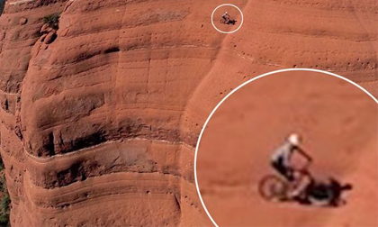 Thót tim xem người đàn ông đi xe đạp ngoạn mục trên vách đá