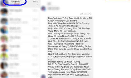 Cẩn thận trò lừa trúng xe, thưởng tiền trên Facebook