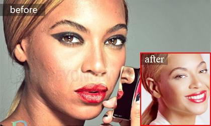 'Lật tẩy' mặt thật xấu xí của sao trước khi sử dụng photoshop