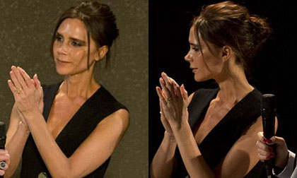 Victoria lộ khuôn mặt 'xương xẩu' và mệt mỏi khi tới Bắc Kinh