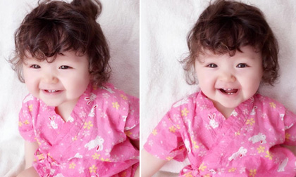 Bé Cadie mặc kimono siêu ngộ nghĩnh
