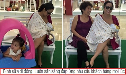 Ốc Thanh Vân thản nhiên 'vạch áo' cho con bú giữa 'thanh thiên bạch nhật'