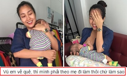 Ốc Thanh Vân vô tư 'tiếp sữa' cho con tại chỗ làm