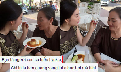 Lý Nhã Kỳ được khen hết lời khi hiếu thảo đút bánh cho mẹ