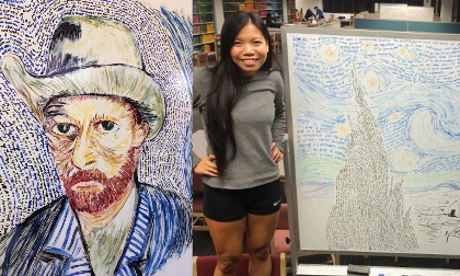  Cô gái gốc Việt vẽ tranh bằng chữ lên báo Mỹ