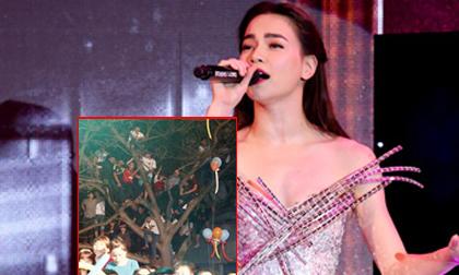 Khán giả chen chúc leo cây, vượt tường xem Hà Hồ diễn