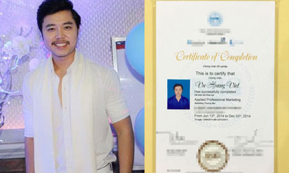Vũ Hoàng Việt tự hào khoe bằng tốt nghiệp  Marketing Thương mại